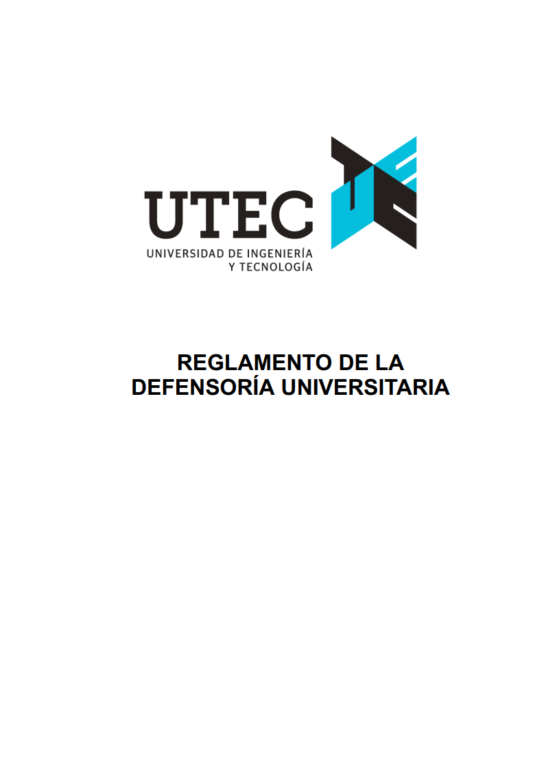 Portada de reglamento de la defensoria universitaria